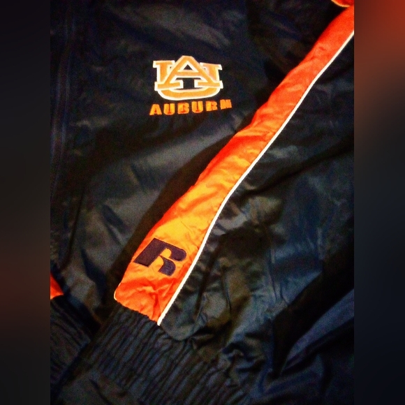 Auburn University AU NCAA Russell Athletic Lined Nylon Hooded Jacket Men XL Blue - Picture 5 of 10